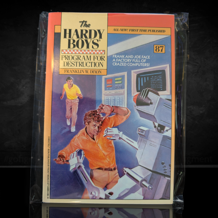 87 Program for Destruction - The Hardy Boys Paperback Book - Vintage 1987 (SqPeach/Yel)