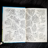 Black and white multi-scene endpapers featuring Hardy Boys adventures in vintage 1959 edition book.