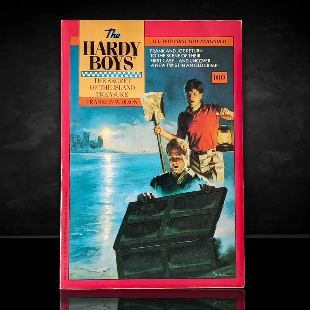 Image of a Hardy Boys Paperback book featuring 100 The Secret of the Island Treasure - The Hardy Boys Paperback Book - Vintage 1990
