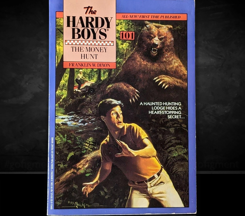 Image of a Hardy Boys Paperback book featuring 101 The Money Hunt - The Hardy Boys Paperback Book - Vintage 1990
