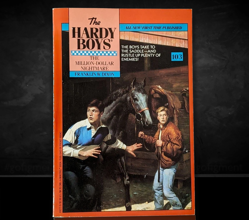 Image of a Hardy Boys Paperback book featuring 103 The Million-Dollar Nightmare - The Hardy Boys Paperback Book - Vintage 1990