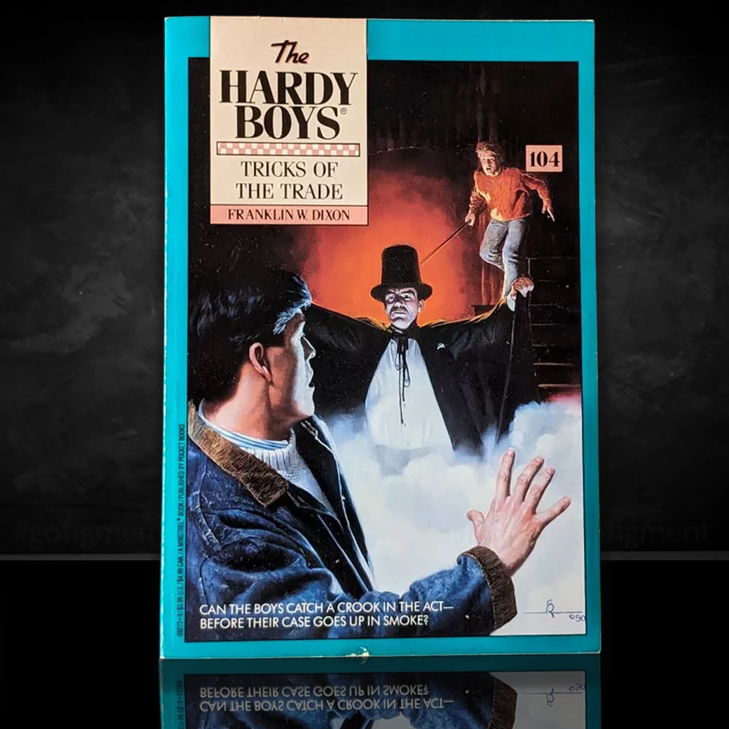 Image of a Hardy Boys Paperback book featuring 104 Tricks of the Trade - The Hardy Boys Paperback Book - Vintage 1990
