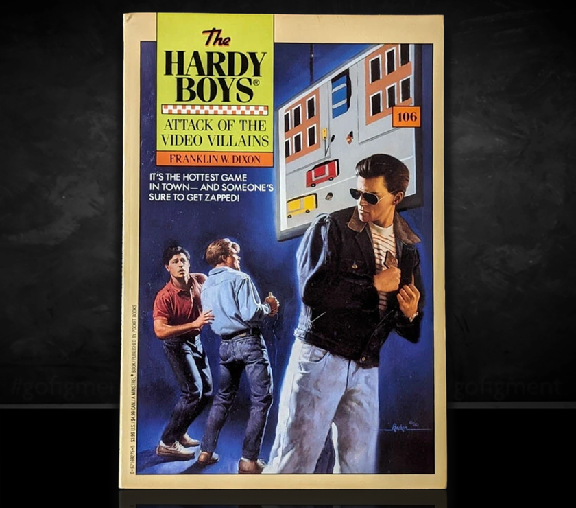 Image of a Hardy Boys Paperback book featuring 106 Attack of the Video Villains - The Hardy Boys Paperback Book - Vintage 1991