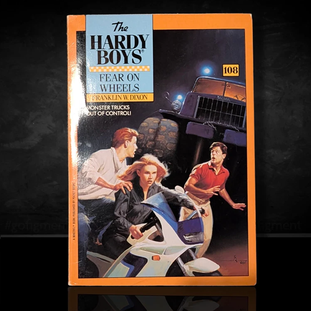 Image of a Hardy Boys Paperback book featuring 108 Fear on Wheels - The Hardy Boys Paperback Book - Vintage 1991