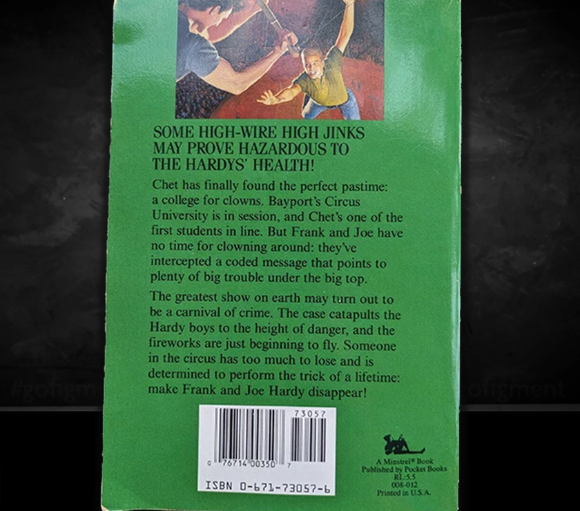 Image of a Hardy Boys Paperback book featuring 111 Three-Ring Terror - The Hardy Boys Paperback Book - Vintage 1991
