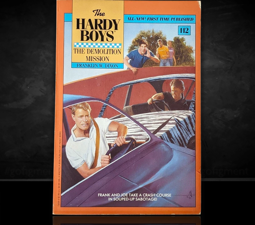 Image of a Hardy Boys Paperback book featuring 112 The Demolition Mission - The Hardy Boys Paperback Book - Vintage 1992