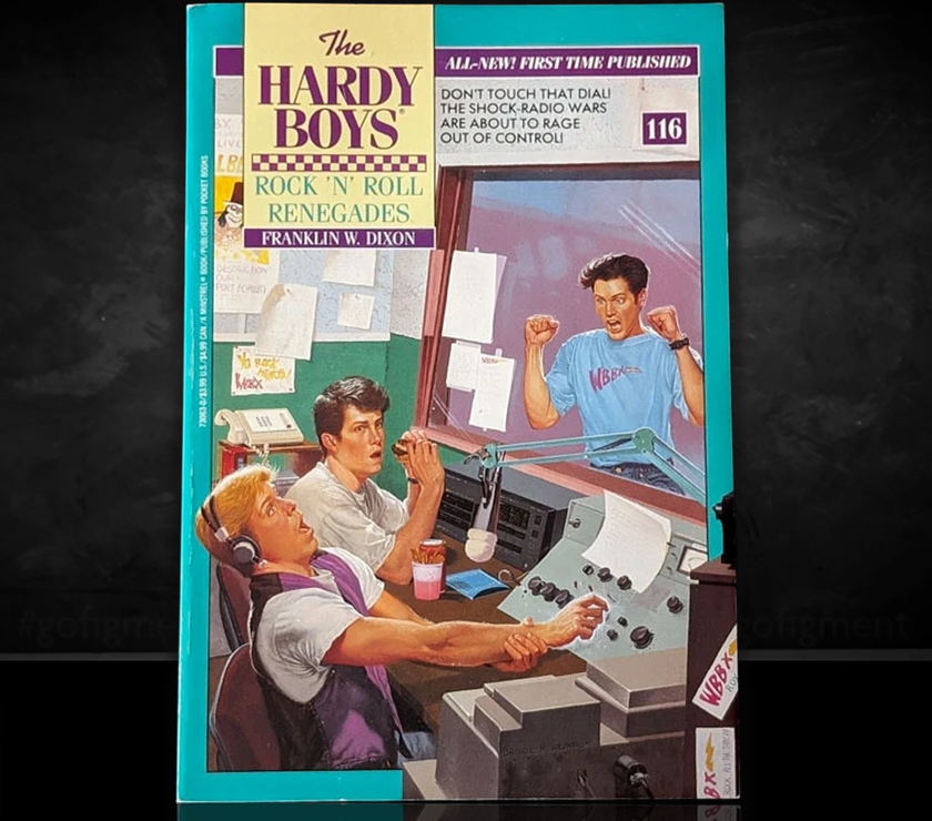 Image of a Hardy Boys Paperback book featuring 116 Rock 'n' Roll Renegades - The Hardy Boys Paperback Book - Vintage 1992
