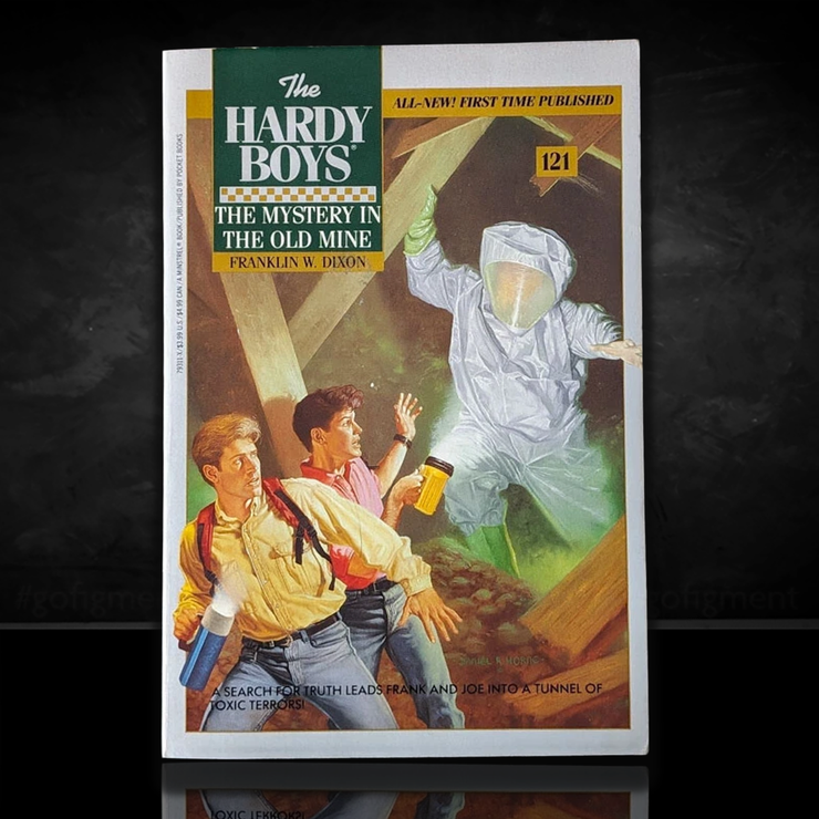 Image of a Hardy Boys Paperback book featuring 121 The Mystery in the Old Mine - The Hardy Boys Paperback Book - Vintage 1993