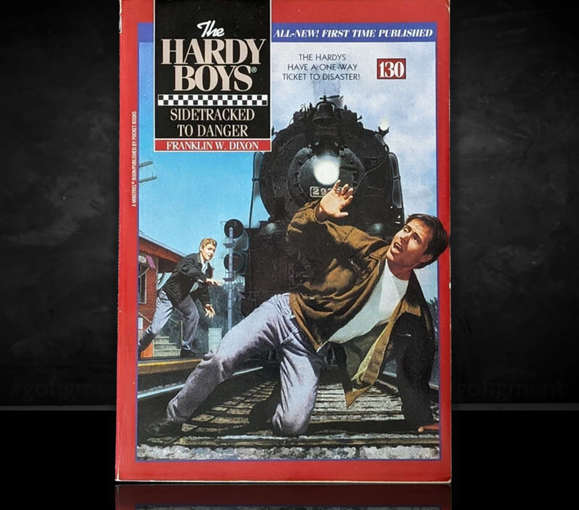 Image of a Hardy Boys Paperback book featuring 130 Sidetracked to Danger - The Hardy Boys Paperback Book - Vintage "Un-Published"