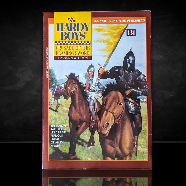 Image of a Hardy Boys Paperback book featuring 131 Crusade of the Flaming Sword - The Hardy Boys Paperback Book - Vintage 1995