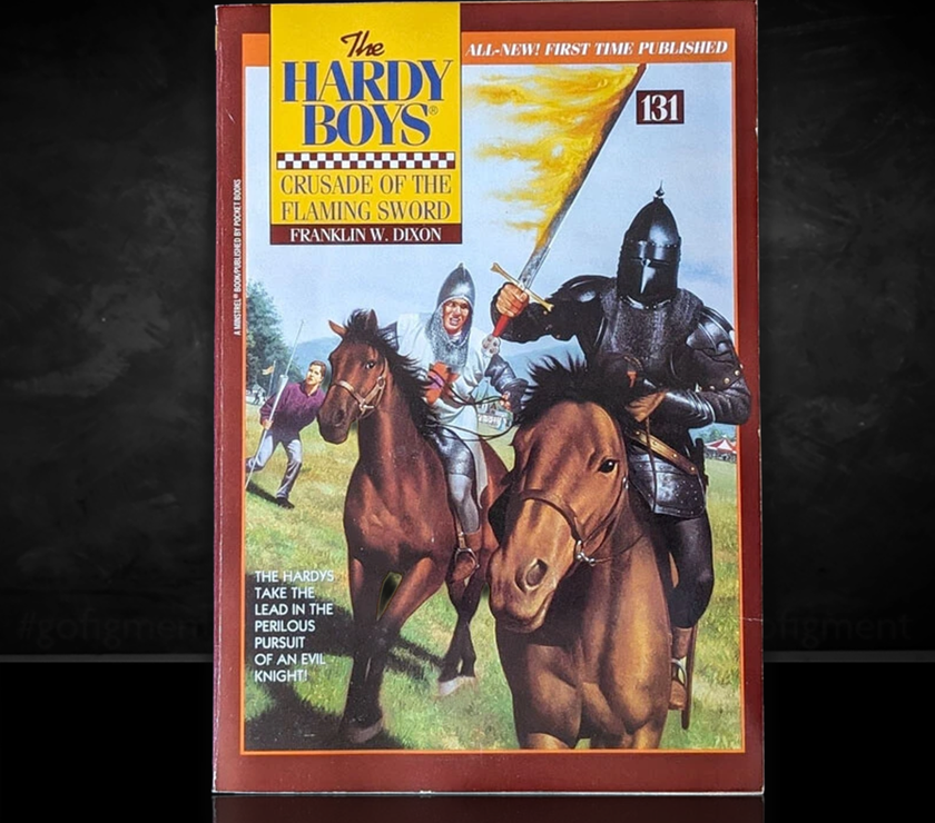 Image of a Hardy Boys Paperback book featuring 131 Crusade of the Flaming Sword - The Hardy Boys Paperback Book - Vintage 1995
