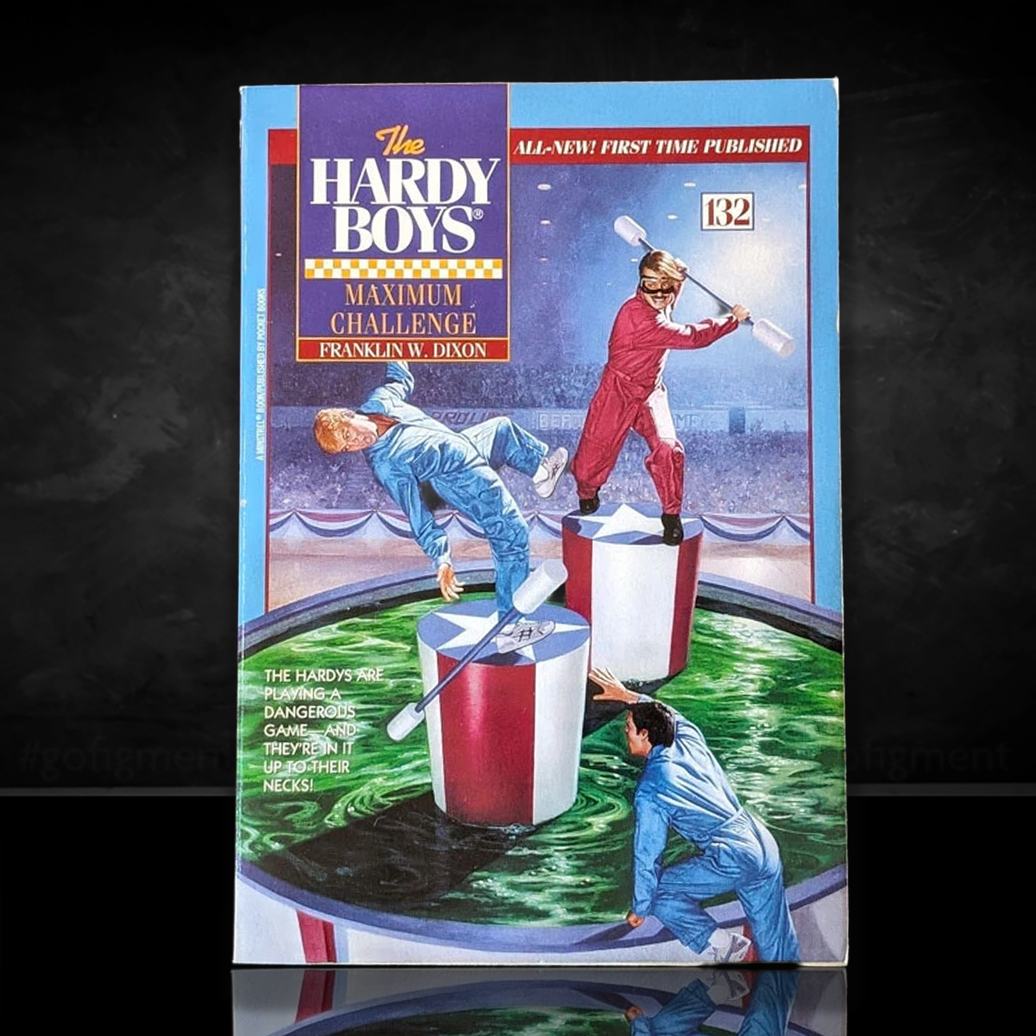 Image of a Hardy Boys Paperback book featuring 132 Maximum Challenge - The Hardy Boys Paperback Book - Vintage 1995