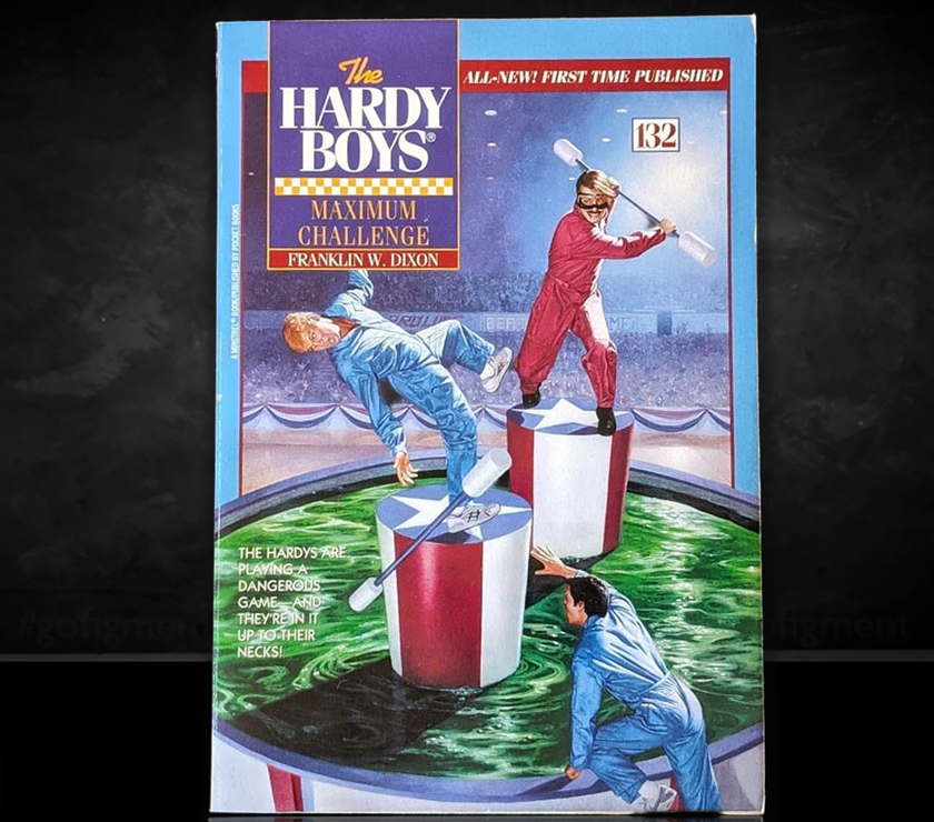 Image of a Hardy Boys Paperback book featuring 132 Maximum Challenge - The Hardy Boys Paperback Book - Vintage 1995