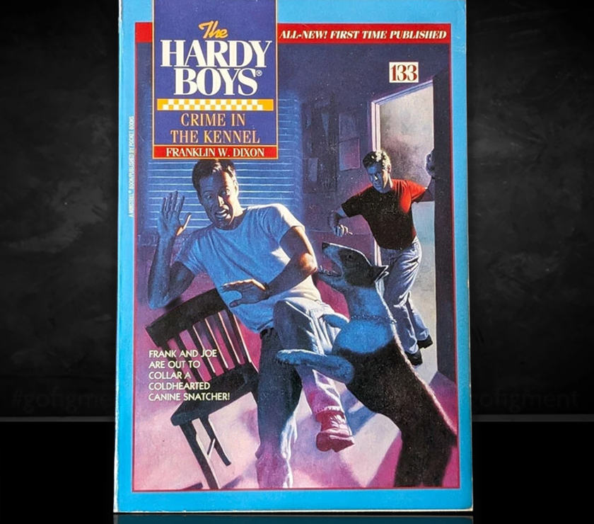 Image of a Hardy Boys Paperback book featuring 133 Crime in the Kennel - The Hardy Boys Paperback Book - Vintage 1995
