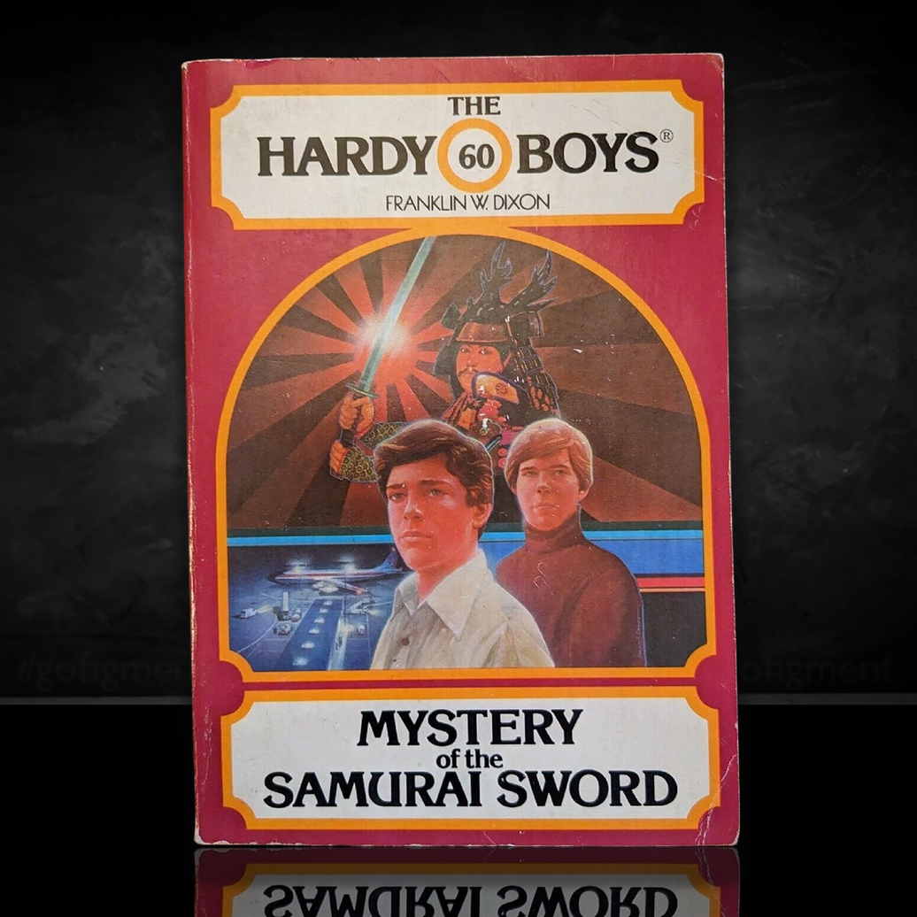 Image of a Hardy Boys Paperback book featuring 60 Mystery of the Samurai Sword - The Hardy Boys Paperback Book - Vintage 1979