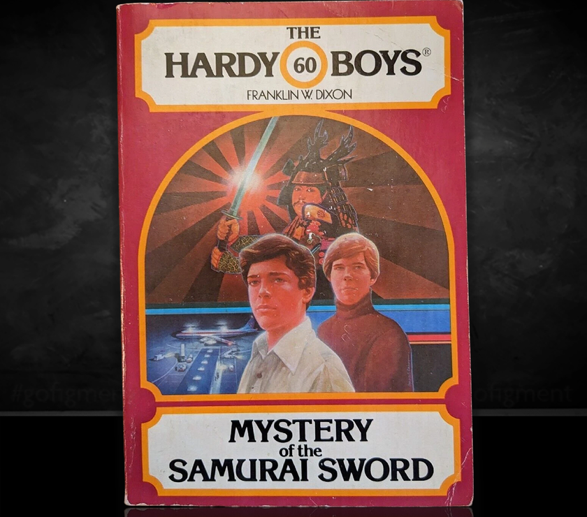Image of a Hardy Boys Paperback book featuring 60 Mystery of the Samurai Sword - The Hardy Boys Paperback Book - Vintage 1979