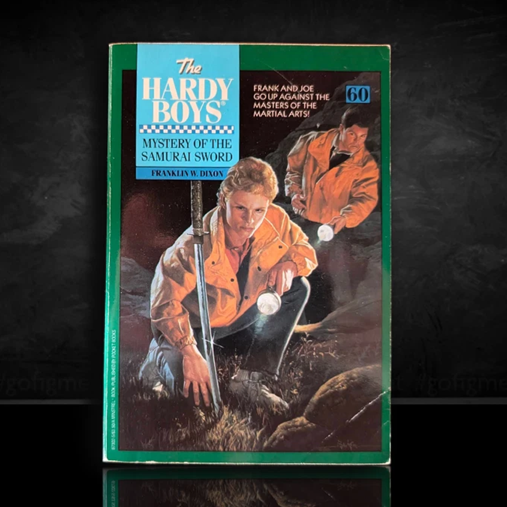Image of a Hardy Boys Paperback book featuring 60 Mystery of the Samurai Sword - The Hardy Boys Paperback Book - Vintage 1979