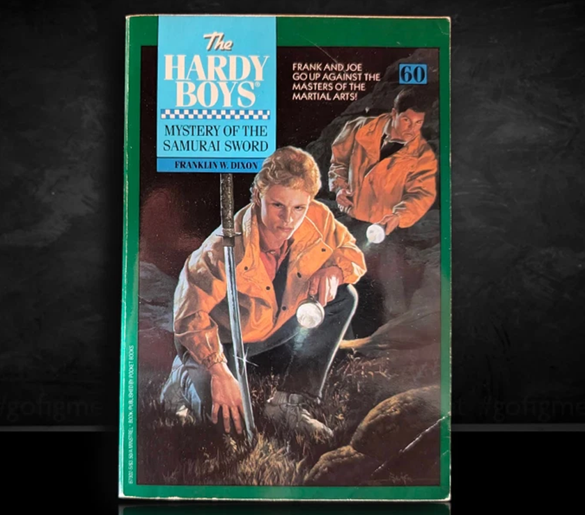 Image of a Hardy Boys Paperback book featuring 60 Mystery of the Samurai Sword - The Hardy Boys Paperback Book - Vintage 1979