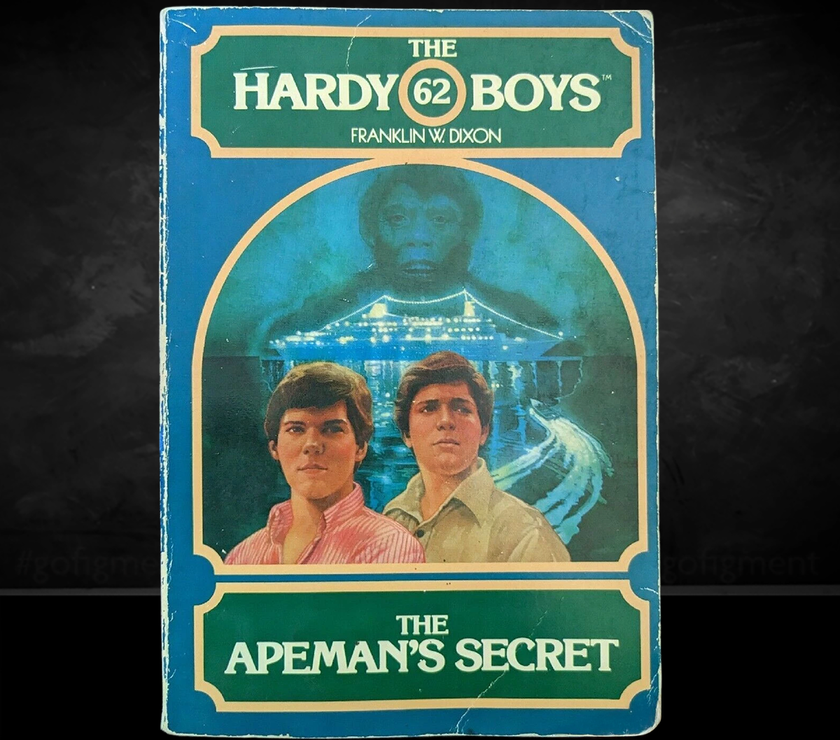 Image of a Hardy Boys Paperback book featuring 62 The Apeman's Secret - The Hardy Boys Paperback Book - Vintage 1980