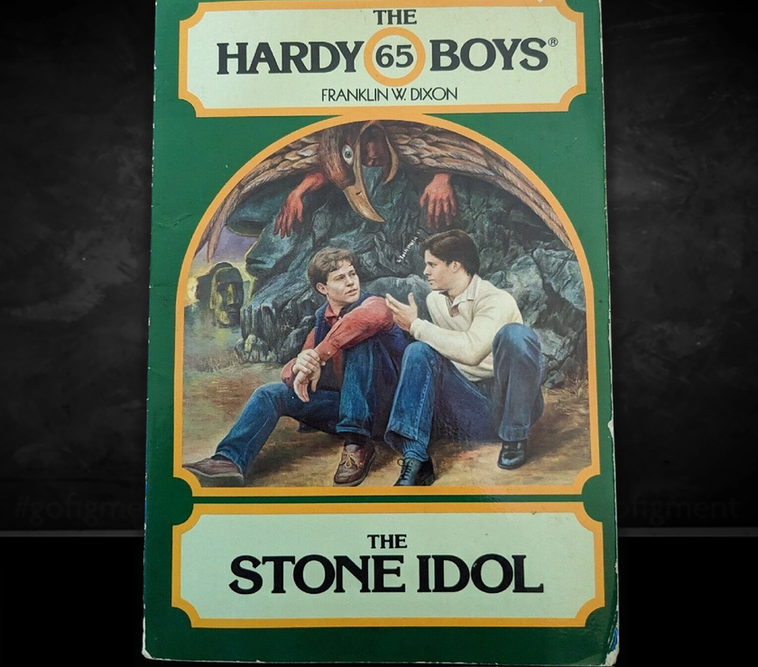 Image of a Hardy Boys Paperback book featuring 65 The Stone Idol - The Hardy Boys Paperback Book - Vintage 1981