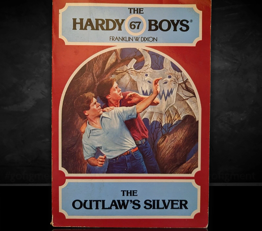 Image of a Hardy Boys Paperback book featuring 67 The Outlaw's Silver - The Hardy Boys Paperback Book - Vintage 1981