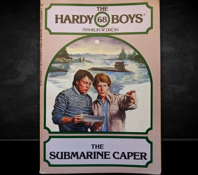 Image of a Hardy Boys Paperback book featuring 68 The Submarine Caper - The Hardy Boys Paperback Book - Vintage 1981