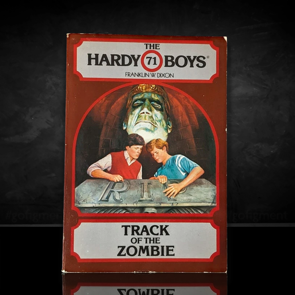 Image of a Hardy Boys Paperback book featuring 71 Track of the Zombie - The Hardy Boys Paperback Book - Vintage 1982