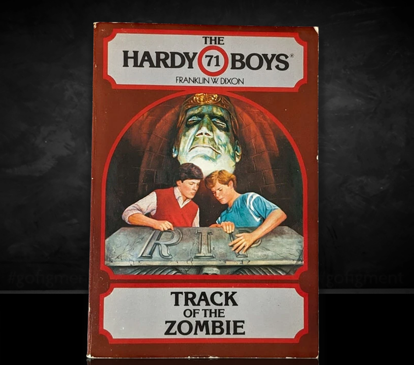 Image of a Hardy Boys Paperback book featuring 71 Track of the Zombie - The Hardy Boys Paperback Book - Vintage 1982