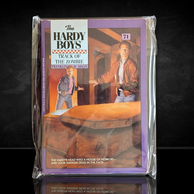 Image of a Hardy Boys Paperback book featuring 71 Track of the Zombie - The Hardy Boys Paperback Book - Vintage 1982