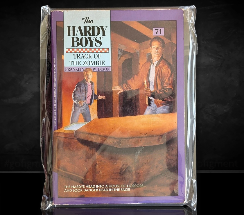 Image of a Hardy Boys Paperback book featuring 71 Track of the Zombie - The Hardy Boys Paperback Book - Vintage 1982