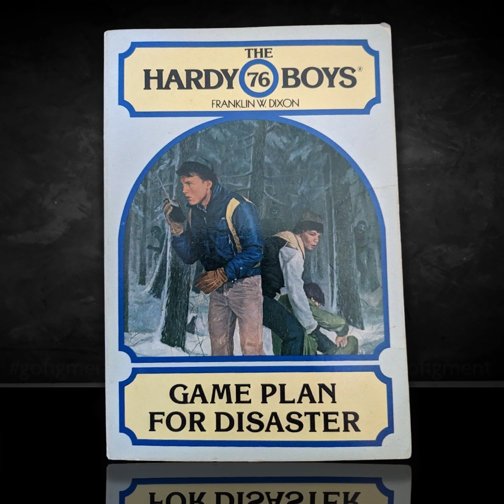 Image of a Hardy Boys Paperback book featuring 76 Game Plan for Disaster - The Hardy Boys Paperback Book - Vintage 1982
