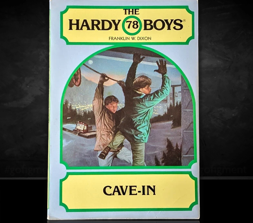 Image of a Hardy Boys Paperback book featuring 78 Cave-In - The Hardy Boys Paperback Book - Vintage 1983