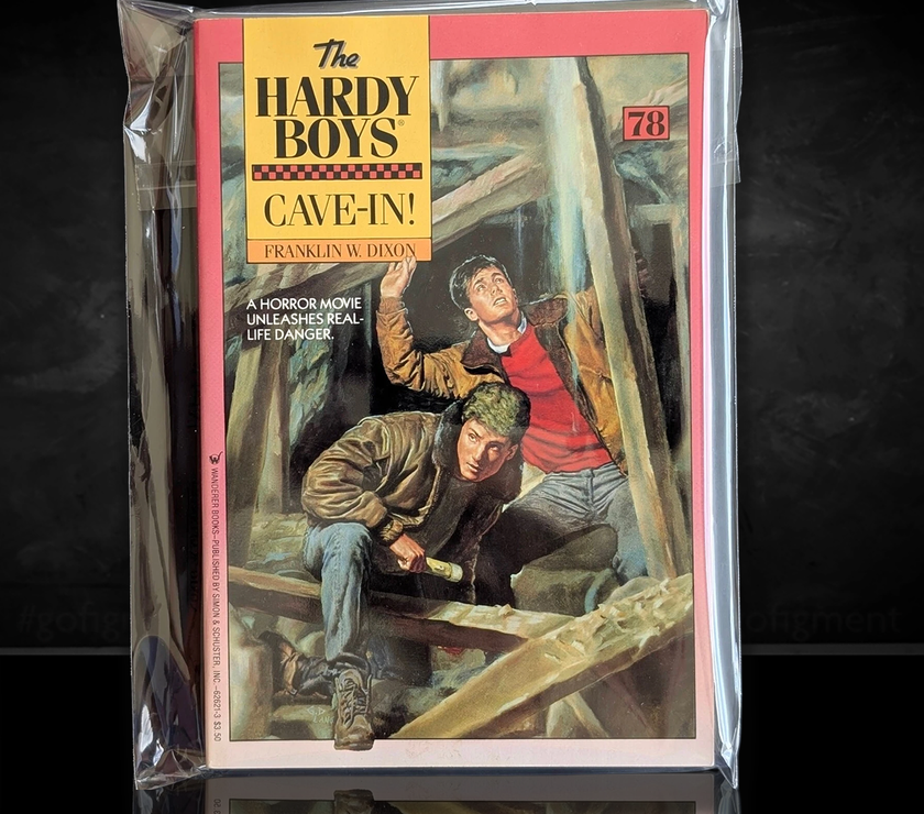 Image of a Hardy Boys Paperback book featuring 78 Cave-In - The Hardy Boys Paperback Book - Vintage 1983