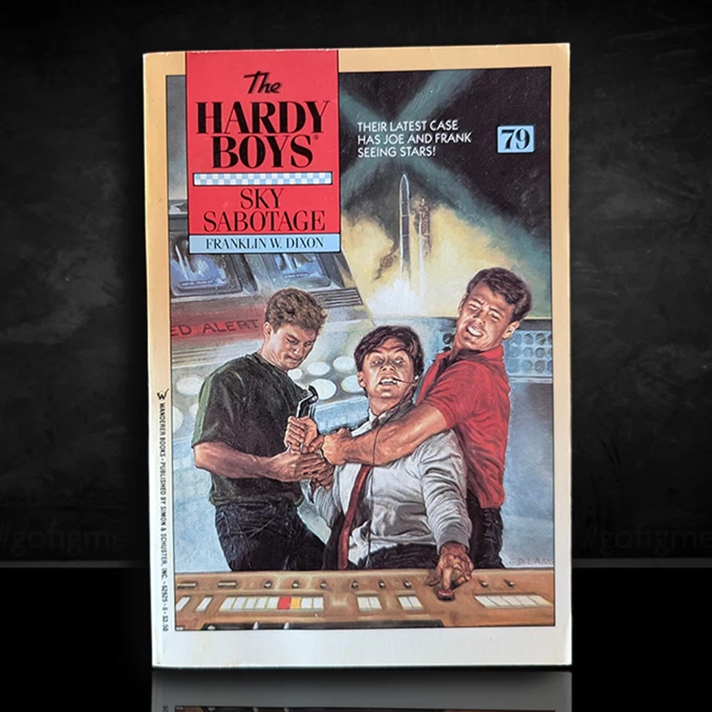 Image of a Hardy Boys Paperback book featuring 79 Sky Sabotage - The Hardy Boys Paperback Book - Vintage 1983