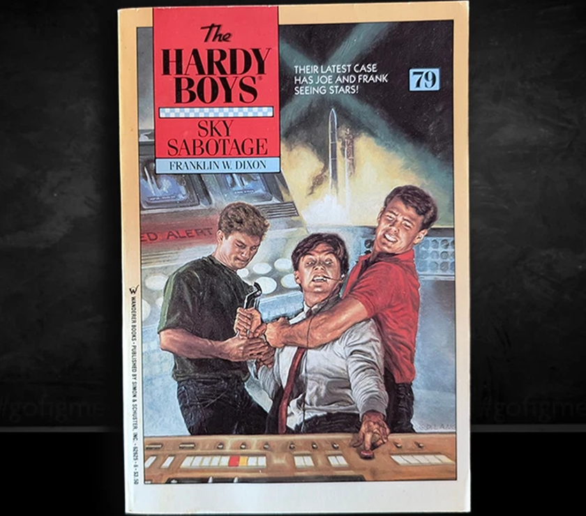 Image of a Hardy Boys Paperback book featuring 79 Sky Sabotage - The Hardy Boys Paperback Book - Vintage 1983