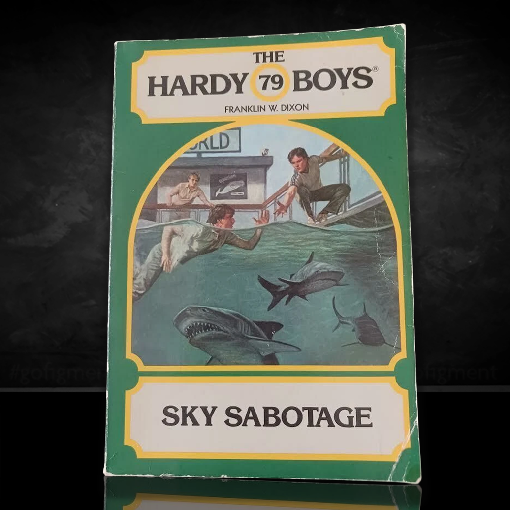 Image of a Hardy Boys Paperback book featuring 79 Sky Sabotage - The Hardy Boys Paperback Book - Vintage 1983