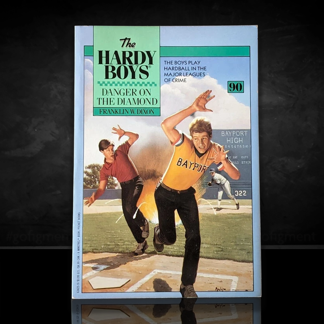 Image of a Hardy Boys Paperback book featuring 90 Danger on the Diamond - The Hardy Boys Paperback Book - Vintage 1988