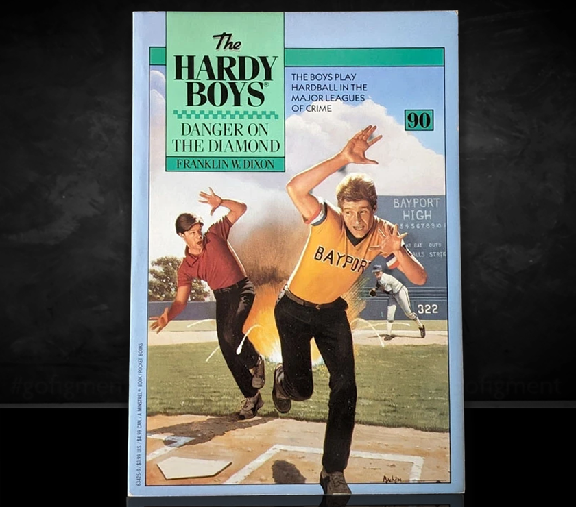 Image of a Hardy Boys Paperback book featuring 90 Danger on the Diamond - The Hardy Boys Paperback Book - Vintage 1988