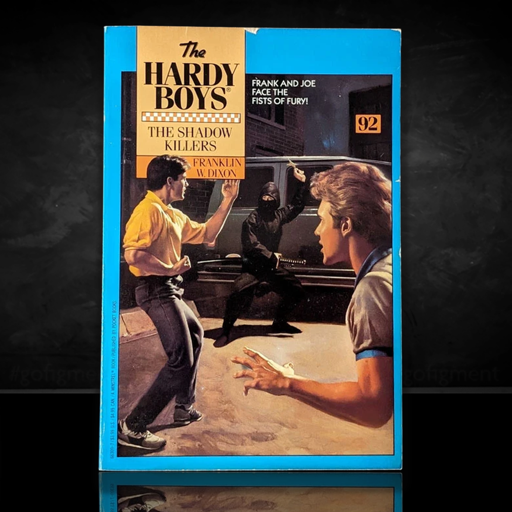 Image of a Hardy Boys Paperback book featuring 92 The Shadow Killers - The Hardy Boys Paperback Book - Vintage 1988