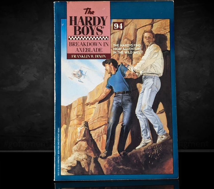 Image of a Hardy Boys Paperback book featuring 94 Breakdown in Axeblade - The Hardy Boys Paperback Book - Vintage 1989