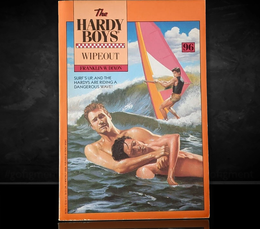 Image of a Hardy Boys Paperback book featuring 96 Wipeout - The Hardy Boys Paperback Book - Vintage 1989
