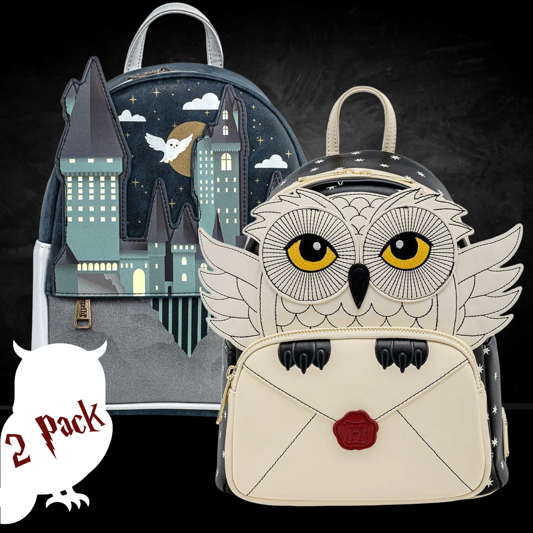 Harry Potter Loungefly Mini-Backpack – 2 Pack Hogwarts and Hedwig