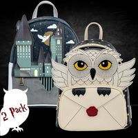 Harry Potter Loungefly Mini-Backpack – 2 Pack Hogwarts and Hedwig