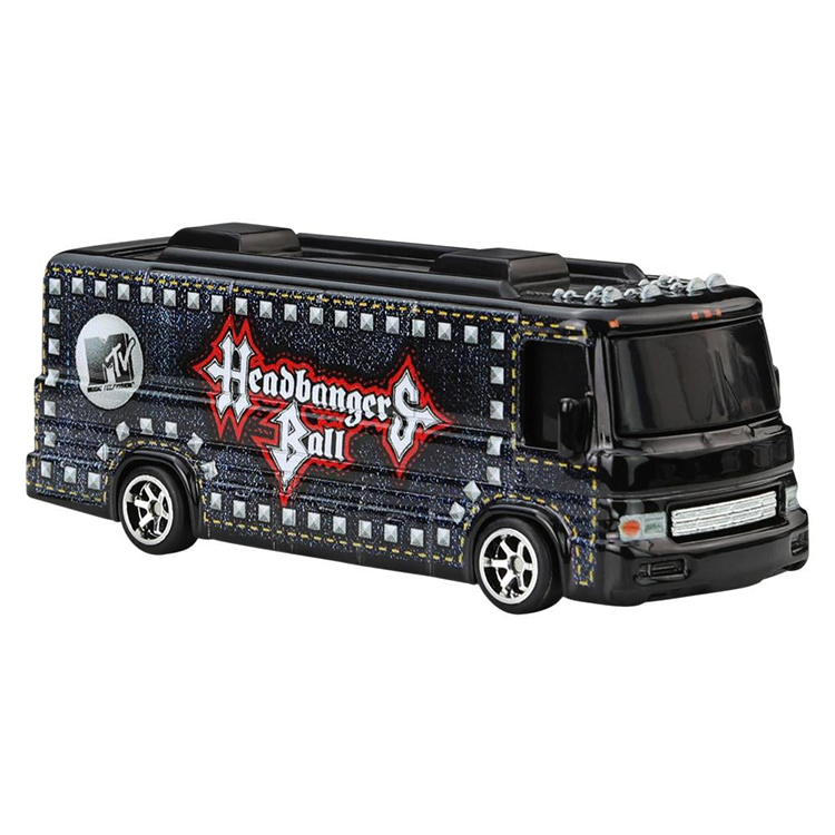 Mattel Hot Wheels MTV Headbangers Ball Tour Bus diecast car with detailed metal build and authentic graphics