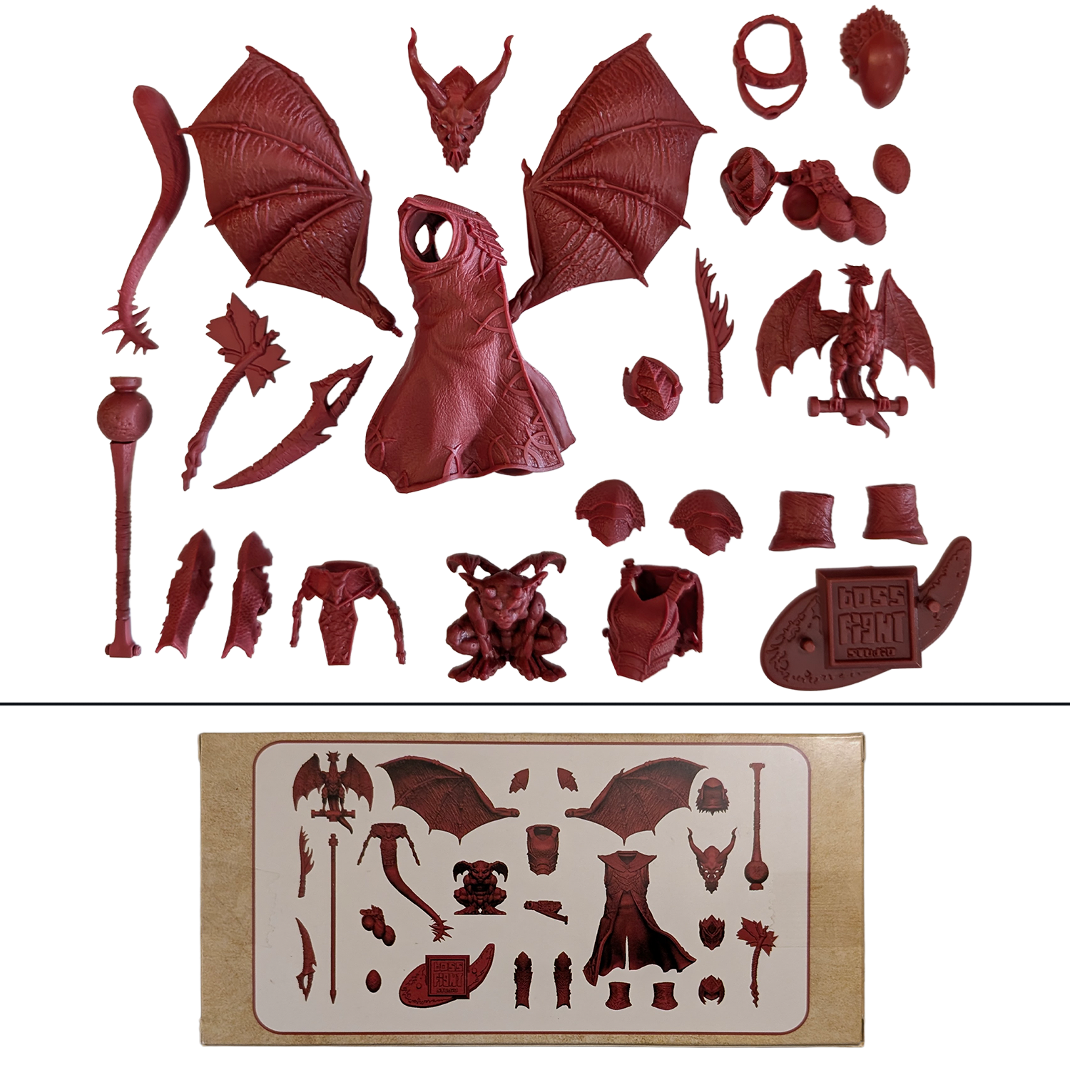 Boss Fight Studio 1:18 Scale Hellfire Red Demon Customizer Kit (Armor, Wings & Weapons Pack for 3.75" - 4" Figures)