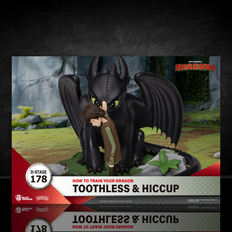 Beast Kingdom D-Stage statue depicting Toothless and Hiccup’s first bond from How to Train Your Dragon.