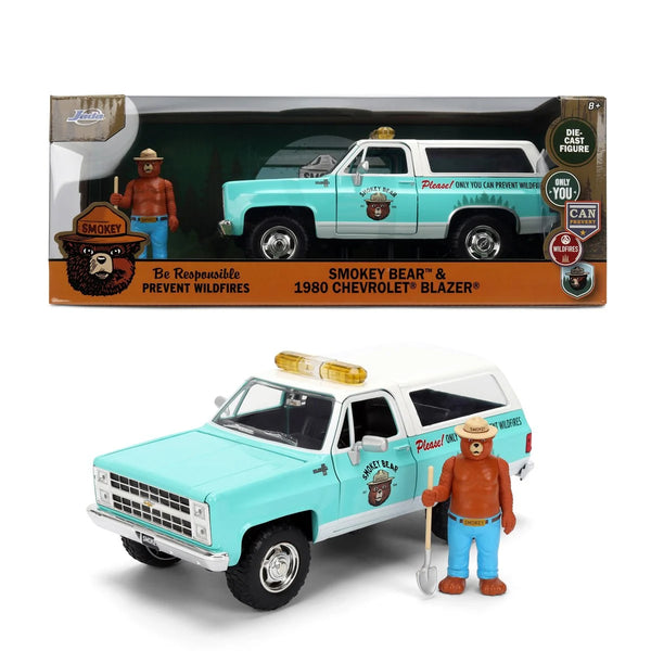 Smokey Bear 1980 Chevy Blazer 1:24 Scale Die-Cast Metal Vehicle with Figure by Jada Toys in box