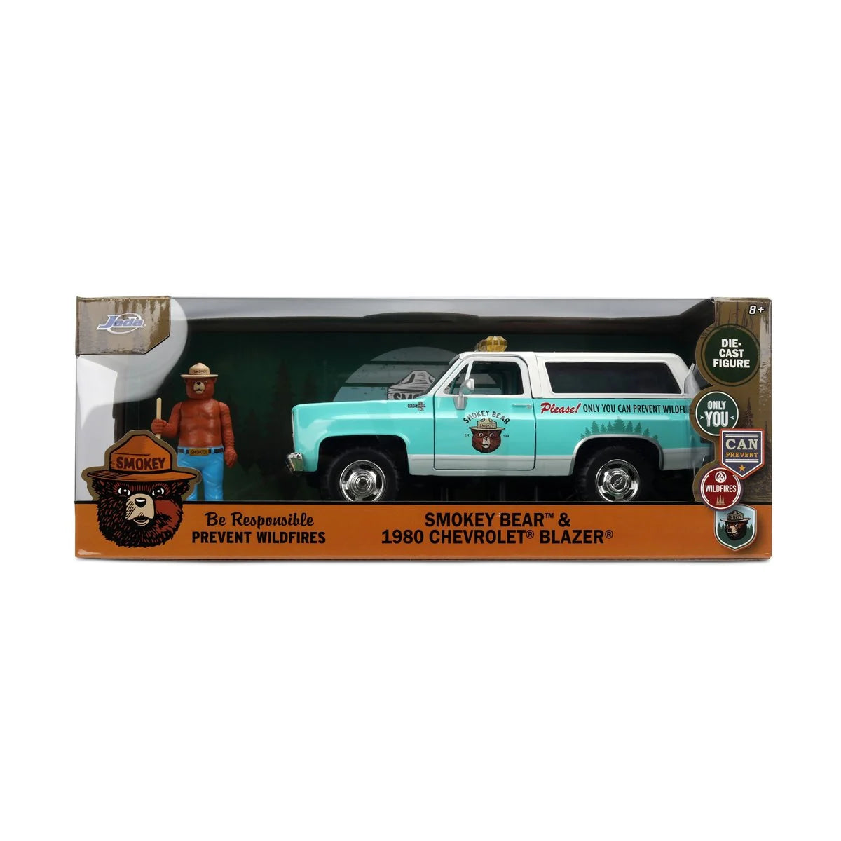 Smokey Bear 1980 Chevy Blazer 1:24 Scale Die-Cast Metal Vehicle with Figure by Jada Toys in box
