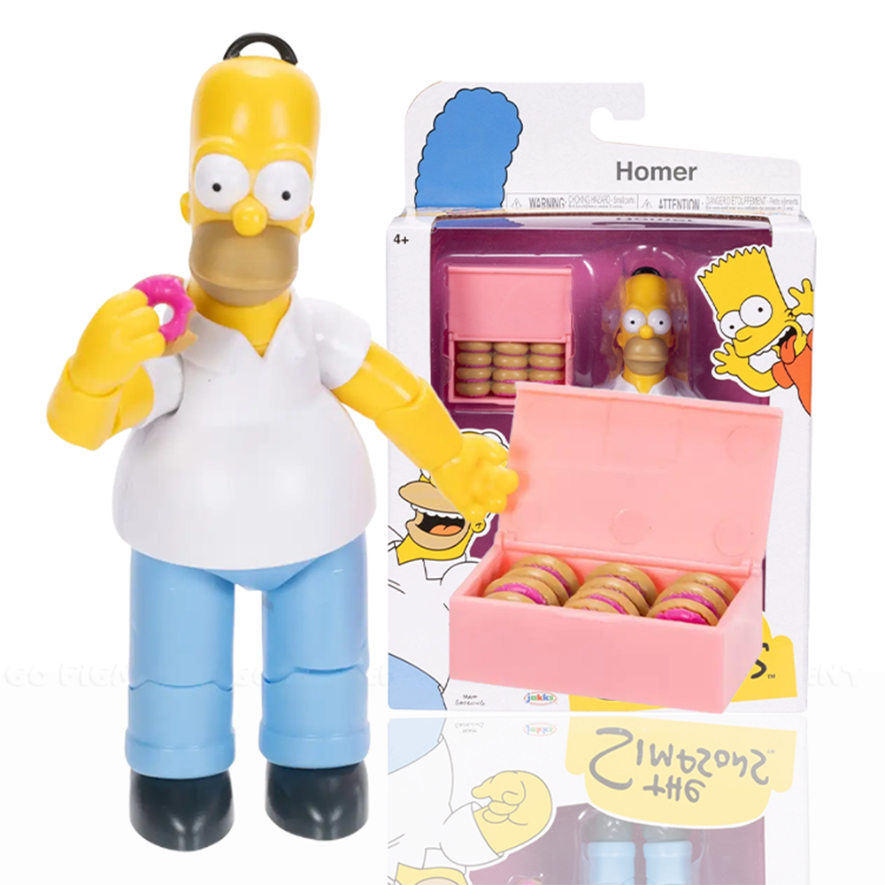 Homer Simpson with Donuts Wave 1 Action Figure The Simpsons 5in Scale by Jakks Pacific with donut box accessory