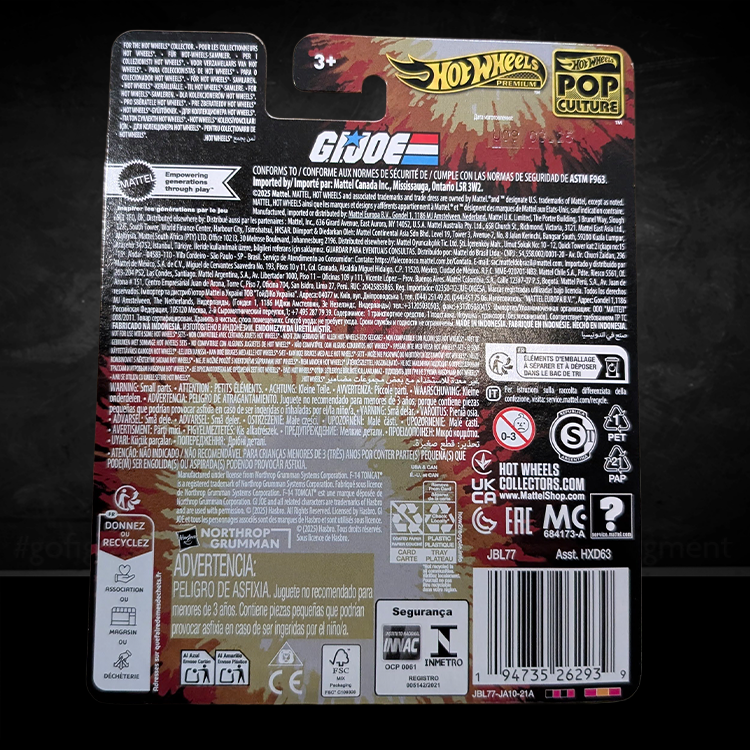 Mattel Hot Wheels Premium G.I. Joe Skystriker F-14 Tomcat diecast plane packaging back view